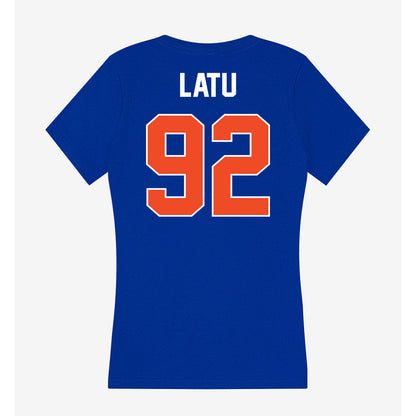 Boise State - NCAA Football : David Latu - Women's V-Neck T-Shirt-1