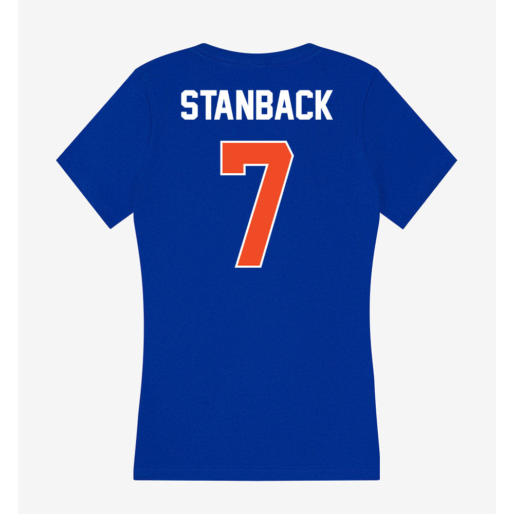 Boise State - NCAA Men's Basketball : Jerquarius Stanback - Women's V-Neck T-Shirt-1