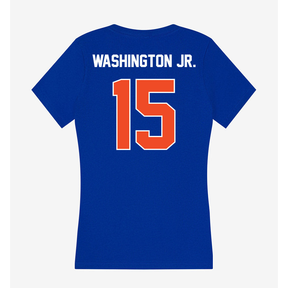 Boise State - NCAA Football : JeRico Washington Jr. - Women's V-Neck T-Shirt-1