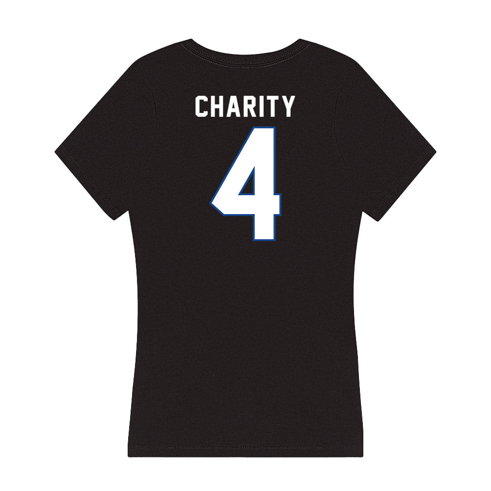 Grand Valley - NCAA Men's Basketball : Jalen Charity - Women's V-Neck T-Shirt-1