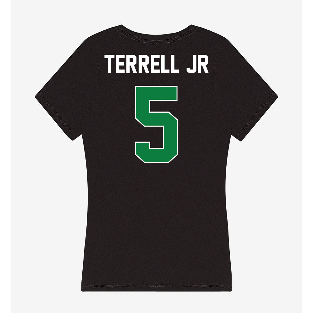 North Texas - NCAA Men's Basketball : david terrell jr - Women's V-Neck T-Shirt-1