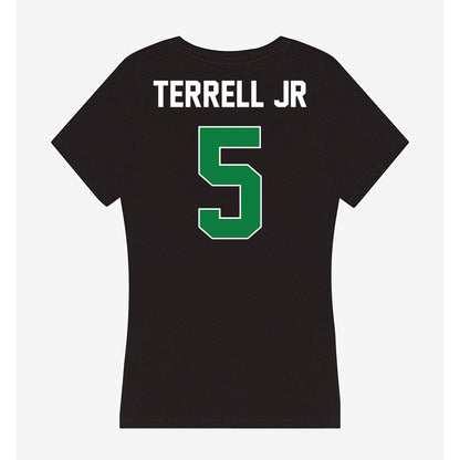 North Texas - NCAA Men's Basketball : david terrell jr - Women's V-Neck T-Shirt-1