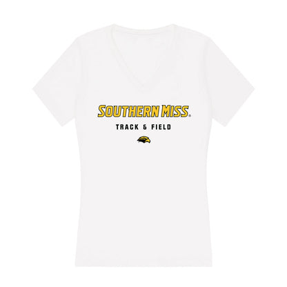 Southern Miss - NCAA Women's Track & Field : Amia Wright - Women's V-Neck T-Shirt-0