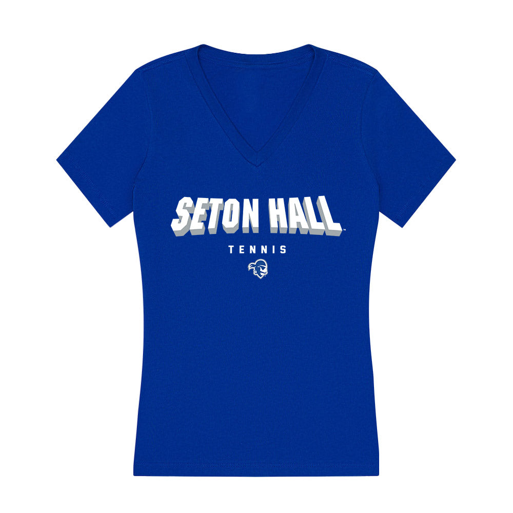 Seton Hall - NCAA Women's Tennis : Ellie Coe - Women's V-Neck T-Shirt-0