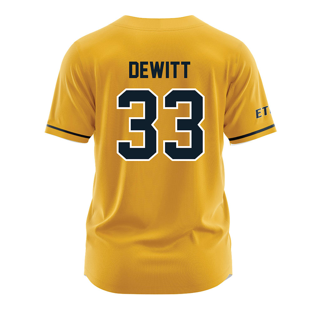 ETBU - NCAA Baseball : Jace DeWitt - Gold Jersey-1