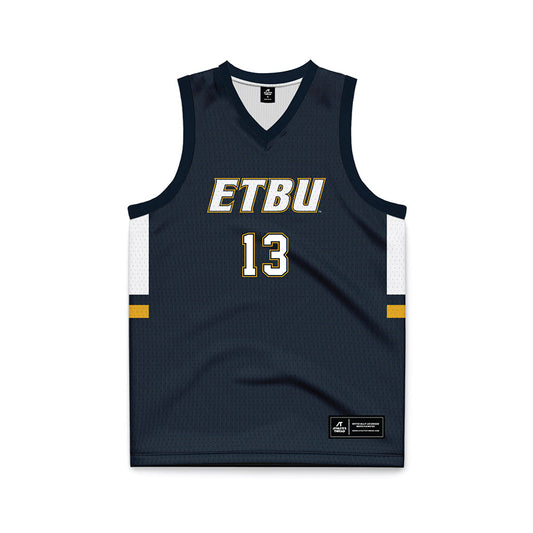 ETBU - NCAA Men's Basketball : Kyler Courtney - Navy Basketball Jersey-0