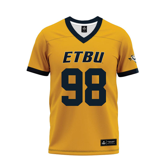 ETBU - NCAA Football : Trenton Banks - Gold Premium Football Jersey-0