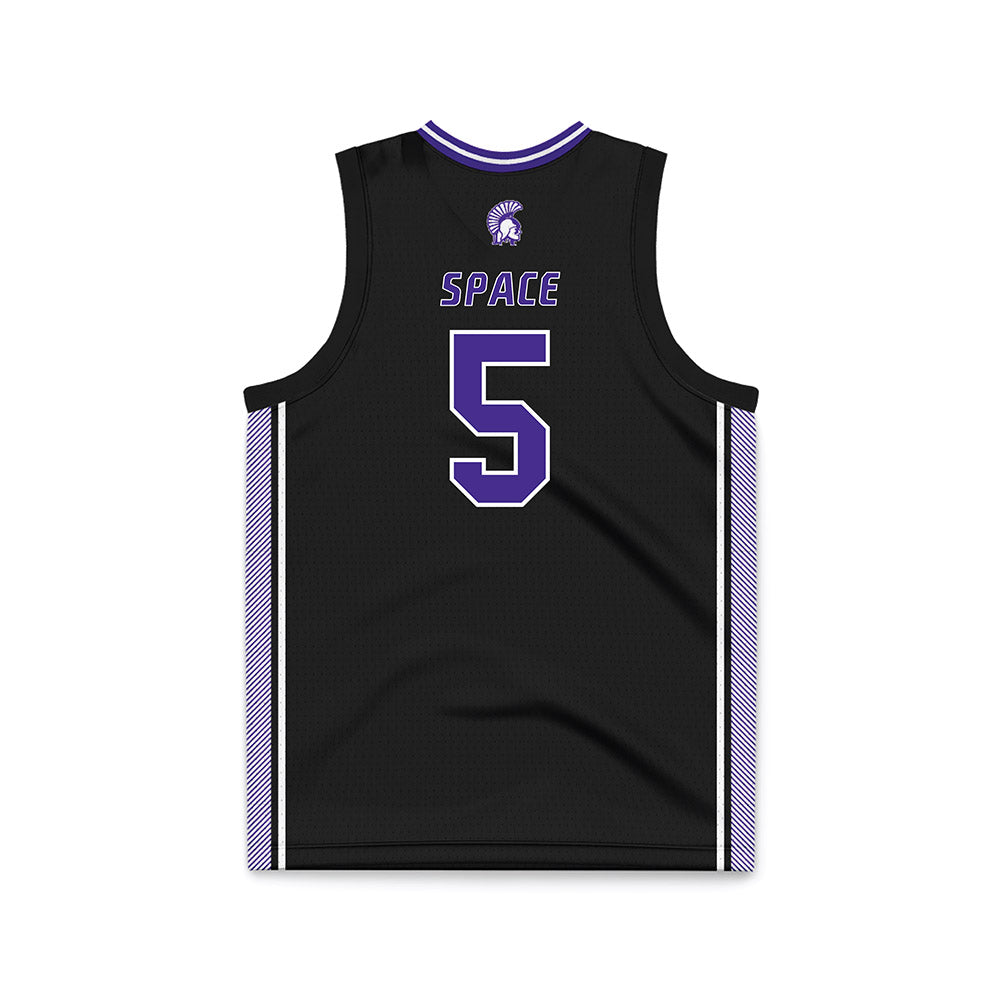 Winona - NCAA Men's Basketball : Kaiden Space - Black Basketball Jersey-1