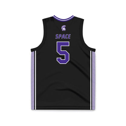 Winona - NCAA Men's Basketball : Kaiden Space - Black Basketball Jersey-1