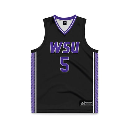 Winona - NCAA Men's Basketball : Kaiden Space - Black Basketball Jersey-0