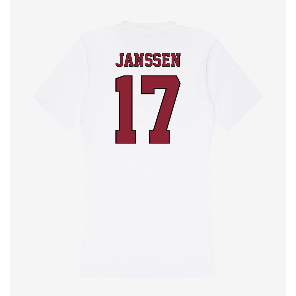 NCCU - NCAA Softball : Madeline Janssen - Women's V-Neck T-Shirt-1