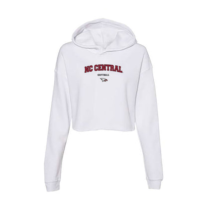 NCCU - NCAA Softball : Megan Ellis - Women's Crop Fleece Hooded Sweatshirt-0