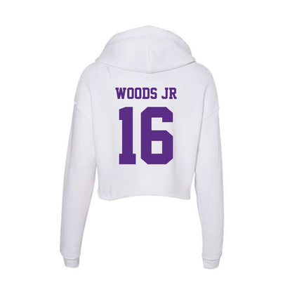 Furman - NCAA Football : Michael Woods Jr - Classic Shersey Women's Crop Fleece Hooded Sweatshirt-1