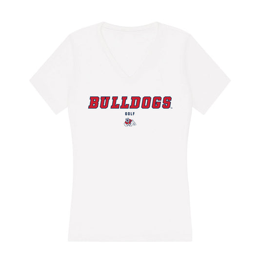Fresno State - NCAA Men's Golf : Akira Ransi - Women's V-Neck T-Shirt-0