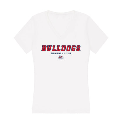 Fresno State - NCAA Women's Swimming & Diving : Clare Luken - Women's V-Neck T-Shirt-0