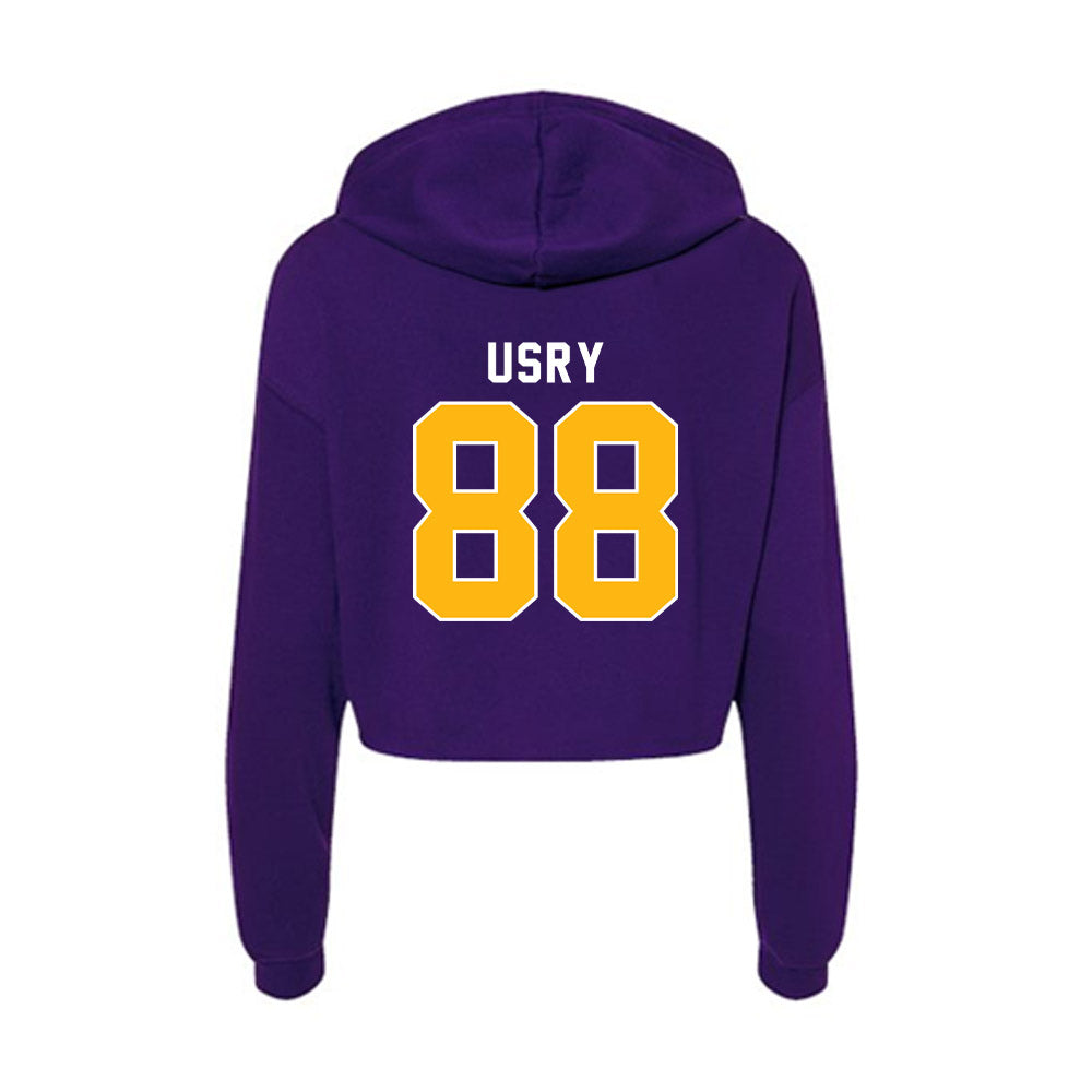 Northern Iowa - NCAA Football : Leyton Usry - Women's Crop Fleece Hooded Sweatshirt-1
