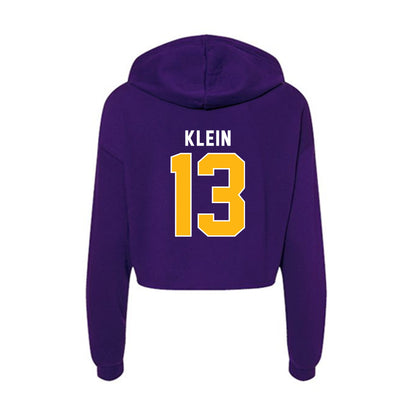 Northern Iowa - NCAA Football : Caden Klein - Women's Crop Fleece Hooded Sweatshirt-1