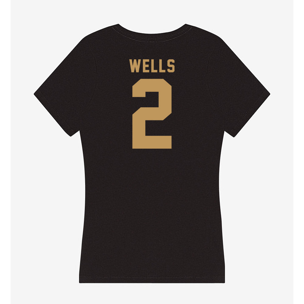 Oakland - NCAA Men's Basketball : Ziare Wells - Women's V-Neck T-Shirt-1