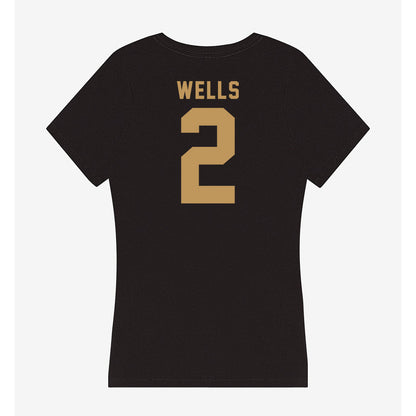 Oakland - NCAA Men's Basketball : Ziare Wells - Women's V-Neck T-Shirt-1