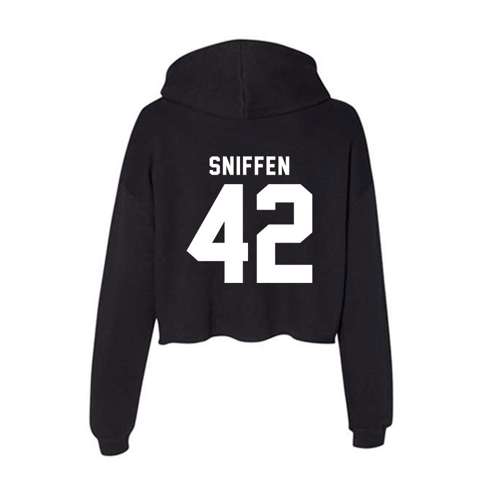 Siena - NCAA Men's Lacrosse : William Sniffen - Women's Crop Fleece Hoodie-1
