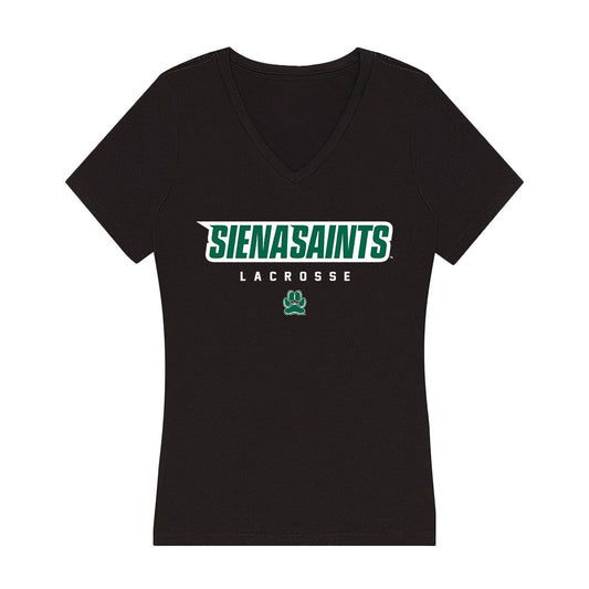 Siena - NCAA Men's Lacrosse : Logan Cash - Women's V-Neck T-Shirt-0