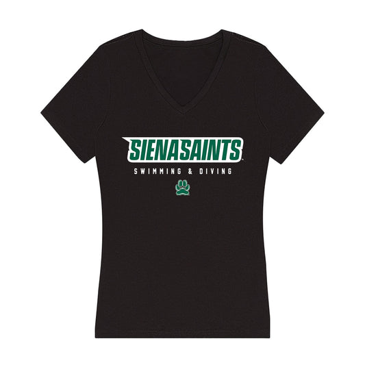 Siena - NCAA Women's Swimming & Diving : Julia Filiault - Women's V-Neck T-Shirt-0