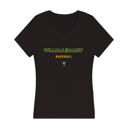William & Mary - NCAA Baseball : Tom Bourque - Women's V-Neck T-Shirt-0