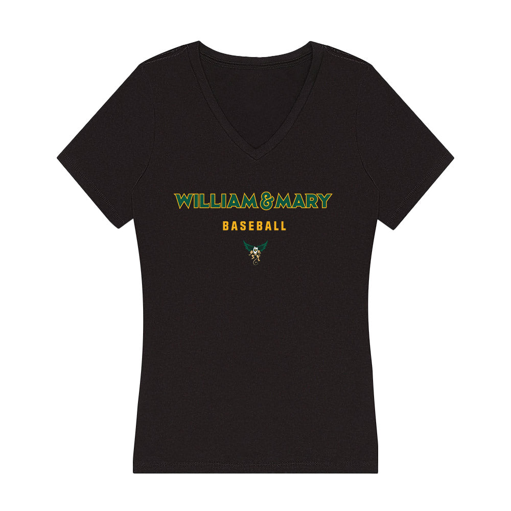 William & Mary - NCAA Baseball : Chase Ecker - Women's V-Neck T-Shirt-0