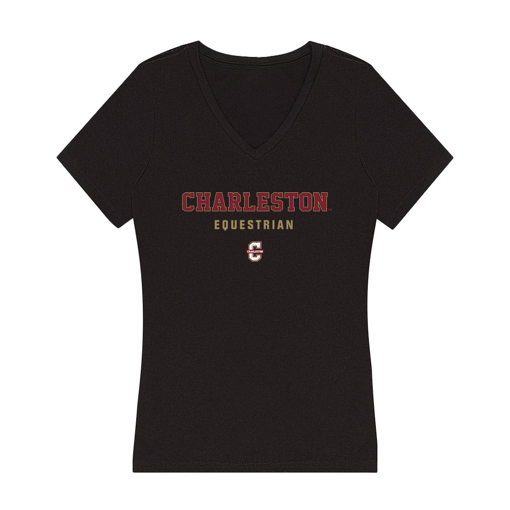 Charleston - NCAA Equestrian : Gillian Folk - Women's V-Neck T-Shirt-0