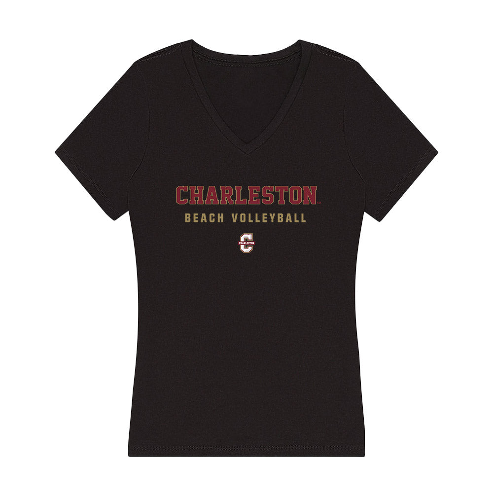 Charleston - NCAA Beach Volleyball : Holly Hopkins - Women's V-Neck T-Shirt-0