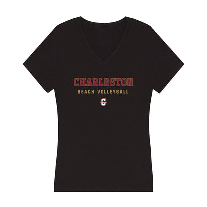 Charleston - NCAA Beach Volleyball : Holly Hopkins - Women's V-Neck T-Shirt-0
