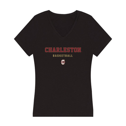 Charleston - NCAA Men's Basketball : Will Mortimore - Women's V-Neck T-Shirt-0