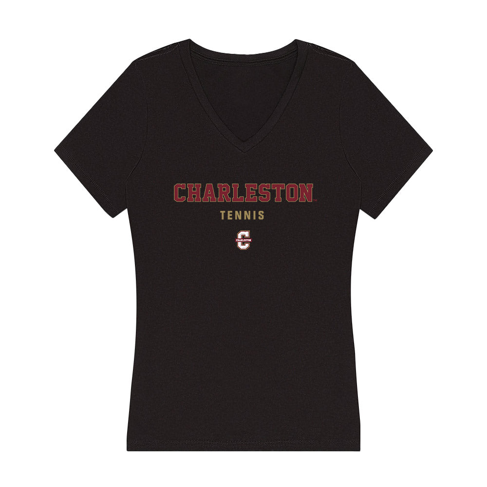 Charleston - NCAA Women's Tennis : Oziera Ahmad - Women's V-Neck T-Shirt-0