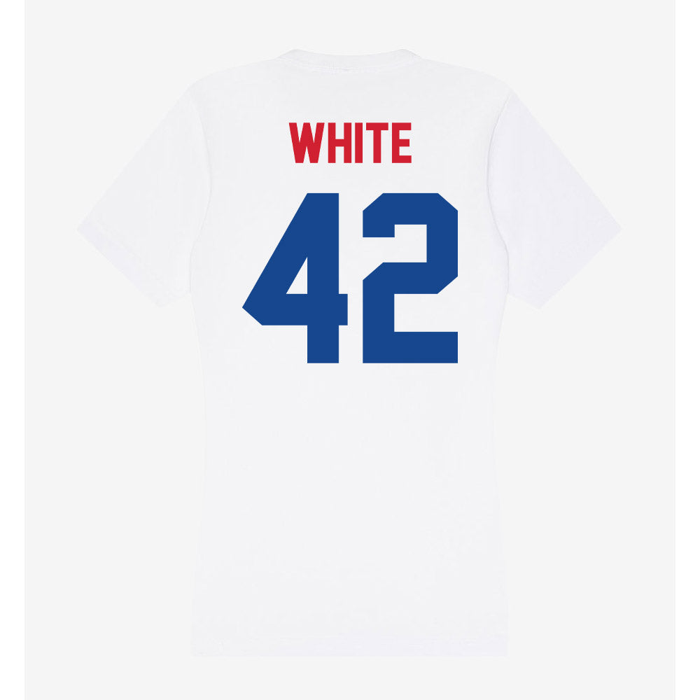 SMU - NCAA Women's Basketball : Roxy White - Women's V-Neck T-Shirt-1