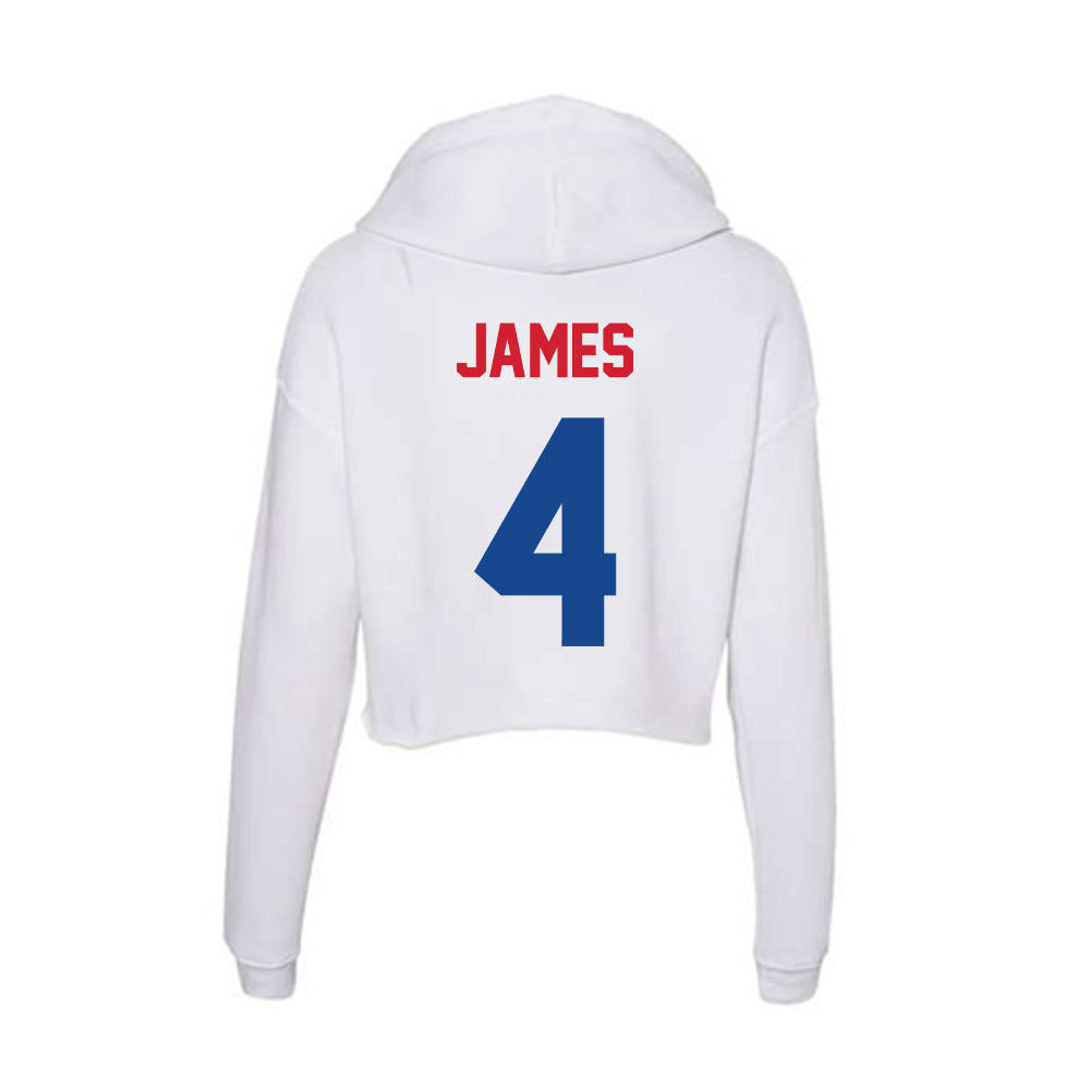 SMU - NCAA Women's Basketball : Shania James - Women's Crop Fleece Hooded Sweatshirt-1
