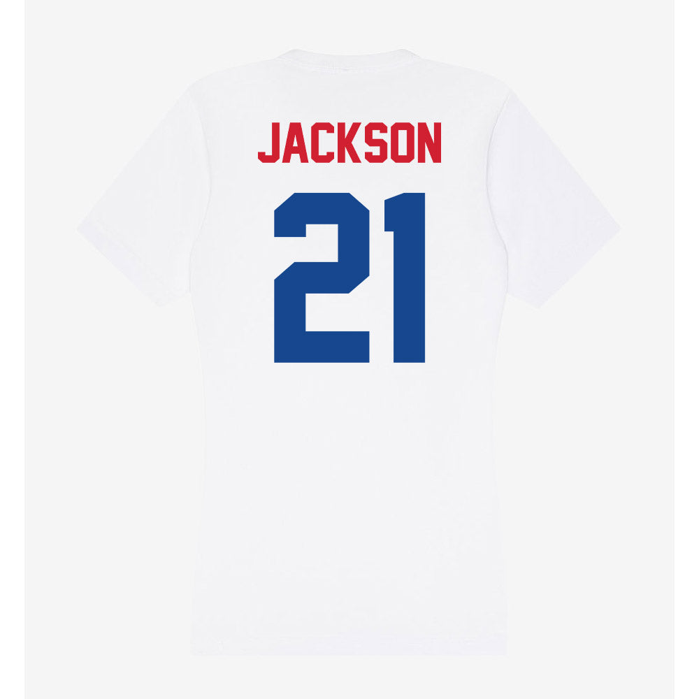 SMU - NCAA Women's Basketball : Kaylin Jackson - Women's V-Neck T-Shirt-1