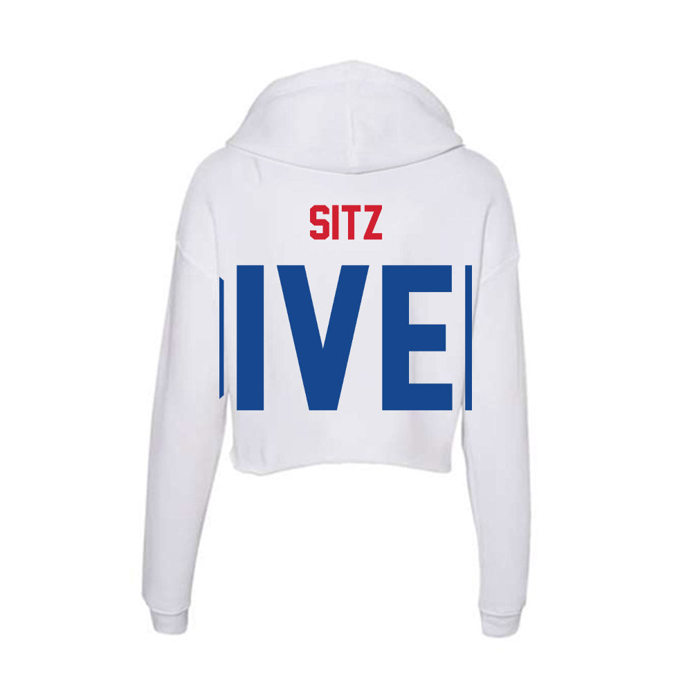 SMU - NCAA Men's Swimming & Diving : Luke Sitz - Women's Crop Fleece Hoodie-1