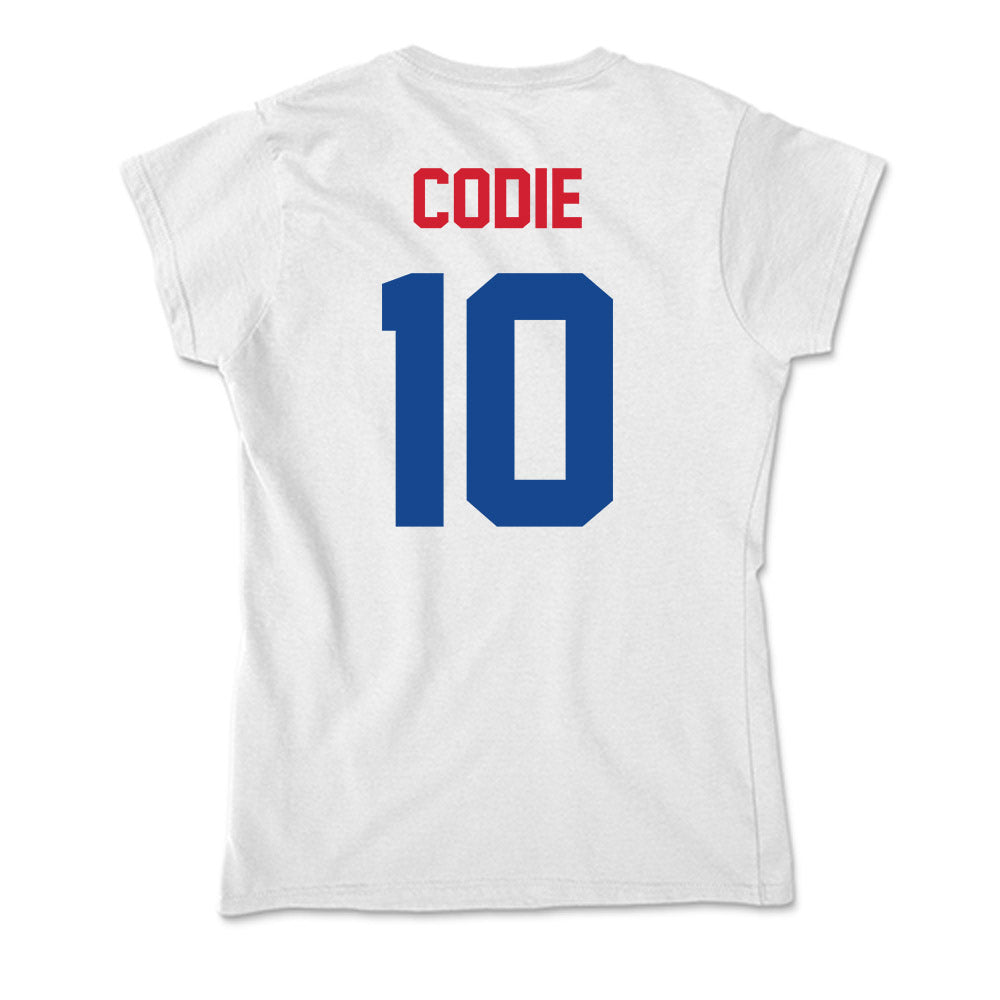 SMU - NCAA Men's Basketball : nicolas codie - Soft Style Women’s T-Shirt-1