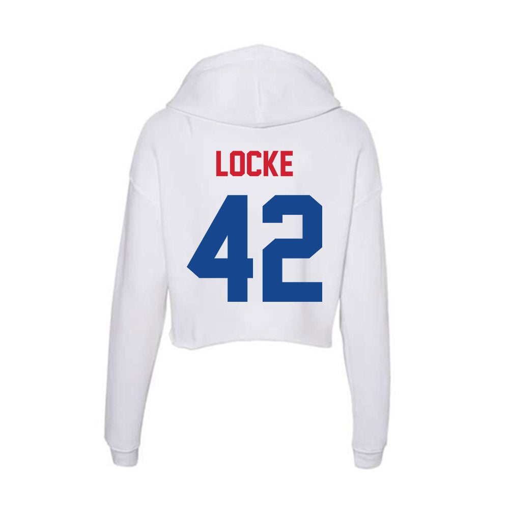 SMU - NCAA Football : Will Locke - Women's Crop Fleece Hooded Sweatshirt-1