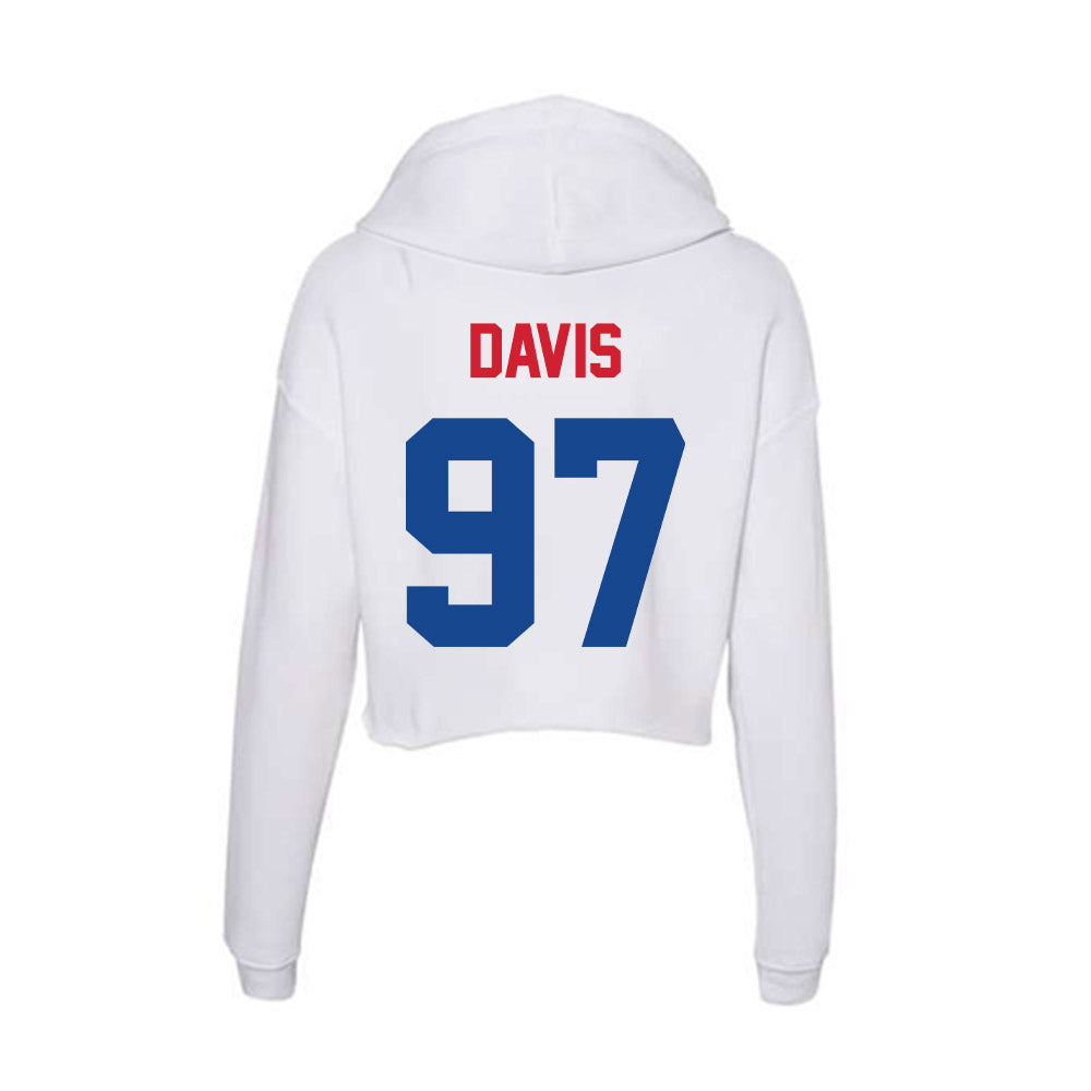 SMU - NCAA Football : Christian Davis - Women's Crop Fleece Hoodie-1
