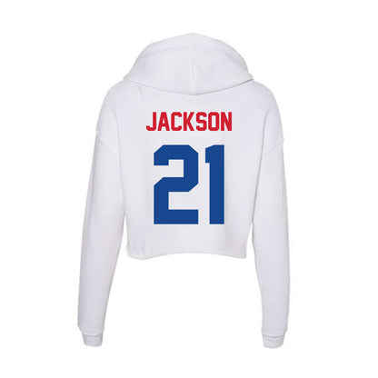 SMU - NCAA Women's Basketball : Kaylin Jackson - Women's Crop Fleece Hooded Sweatshirt-1