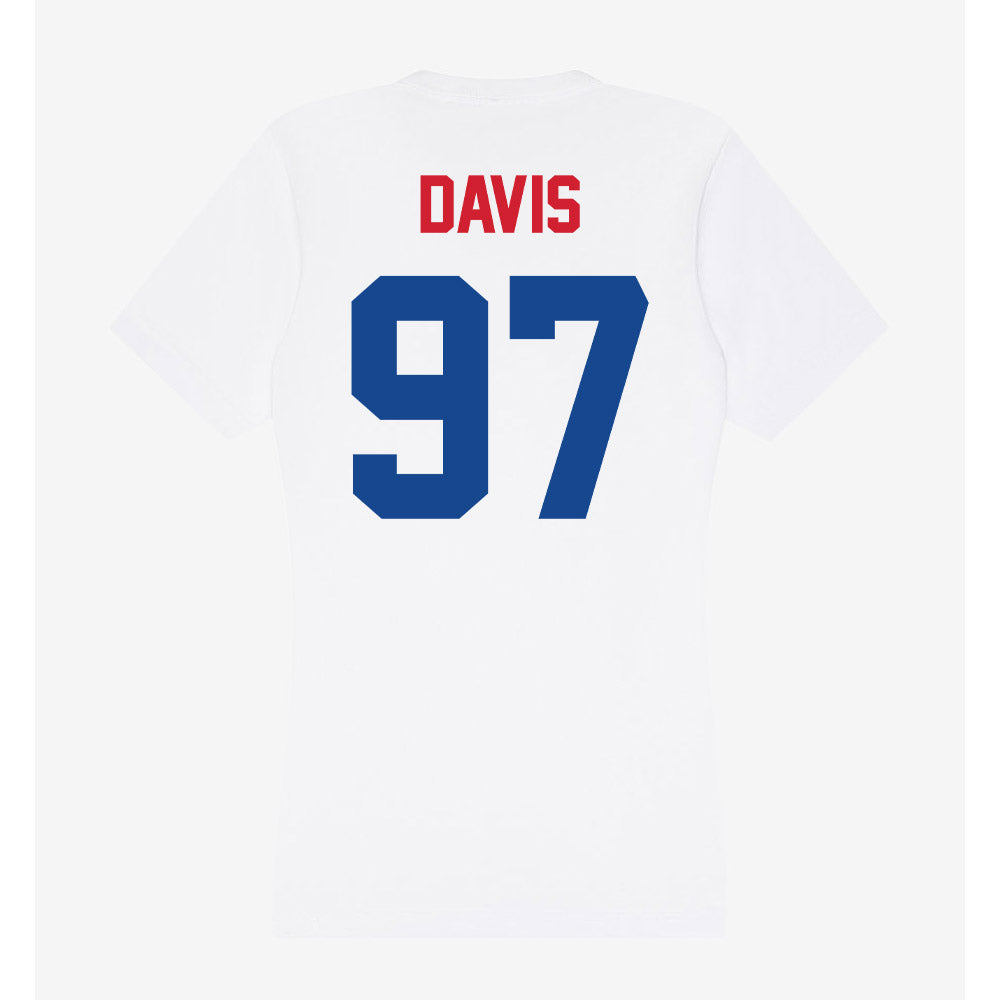 SMU - NCAA Football : Christian Davis - Women's V-Neck T-Shirt-1