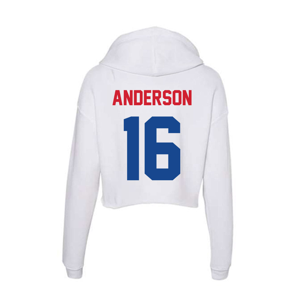 SMU - NCAA Football : Jakai Anderson - Women's Crop Fleece Hooded Sweatshirt-1