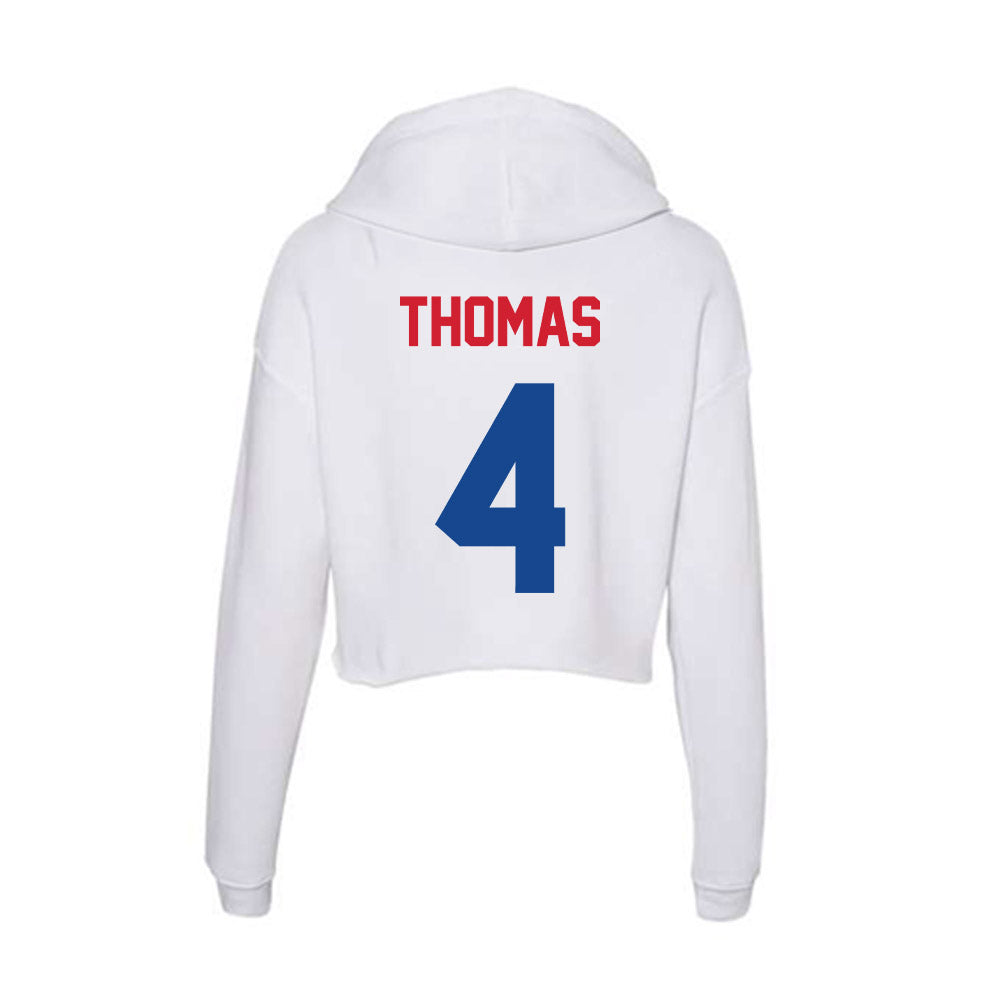 SMU - NCAA Football : Jayvon Thomas - Women's Crop Fleece Hoodie-1