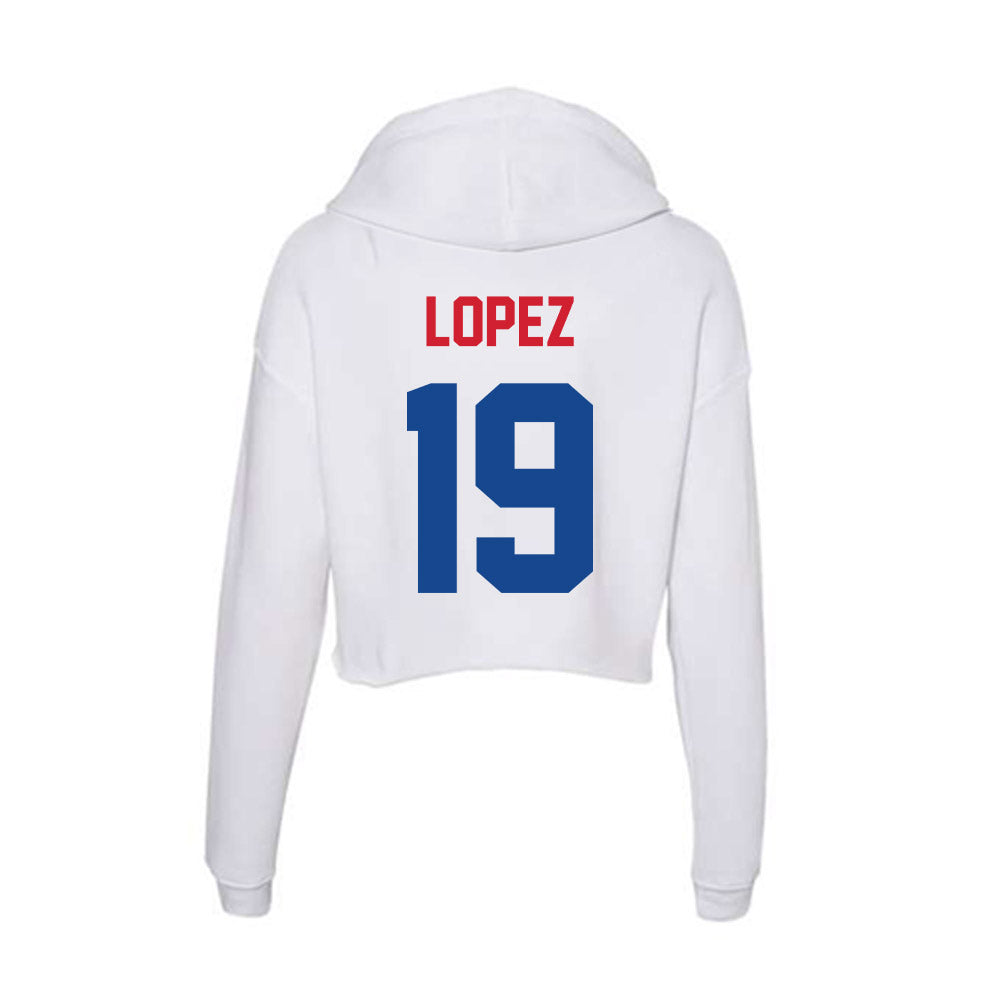 SMU - NCAA Men's Soccer : Milton Lopez - Women's Crop Fleece Hoodie-1