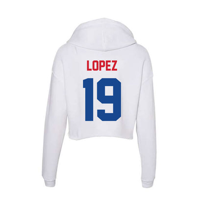 SMU - NCAA Men's Soccer : Milton Lopez - Women's Crop Fleece Hoodie-1