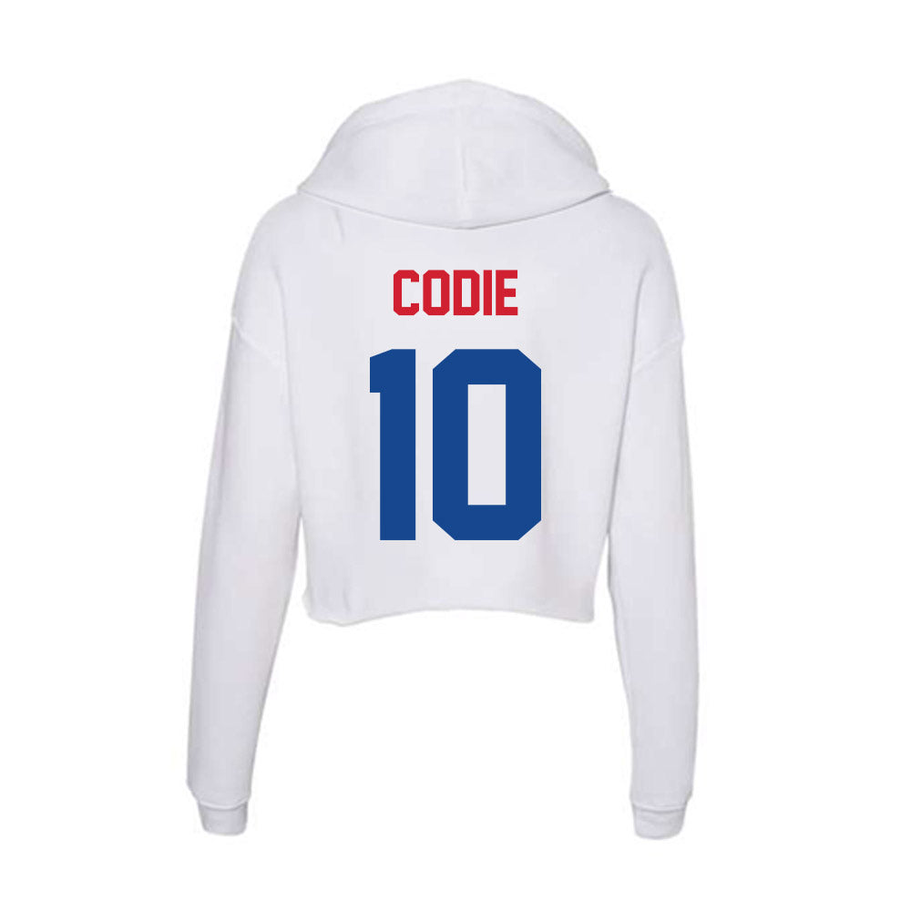 SMU - NCAA Men's Basketball : nicolas codie - Women's Crop Fleece Hooded Sweatshirt-1