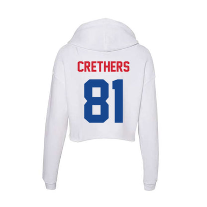 SMU - NCAA Football : Ty Crethers - Women's Crop Fleece Hooded Sweatshirt-1