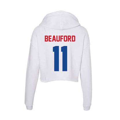 SMU - NCAA Women's Volleyball : Hannah Beauford - Women's Crop Fleece Hooded Sweatshirt-1