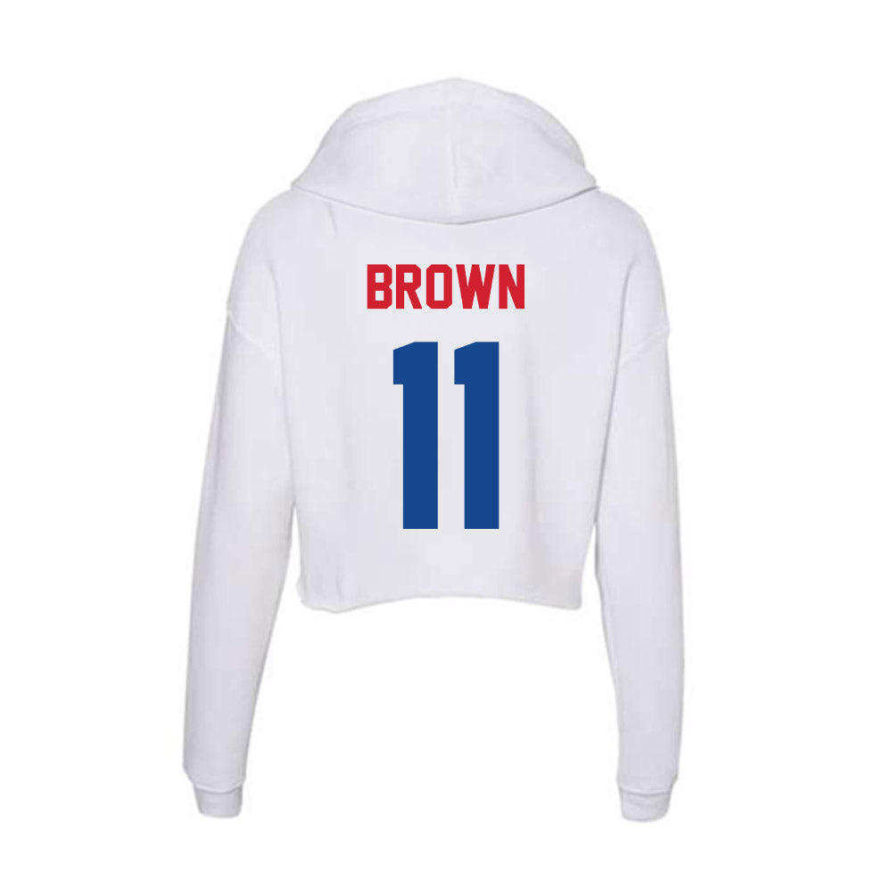 SMU - NCAA Football : Carterrious Brown - Women's Crop Fleece Hooded Sweatshirt-1